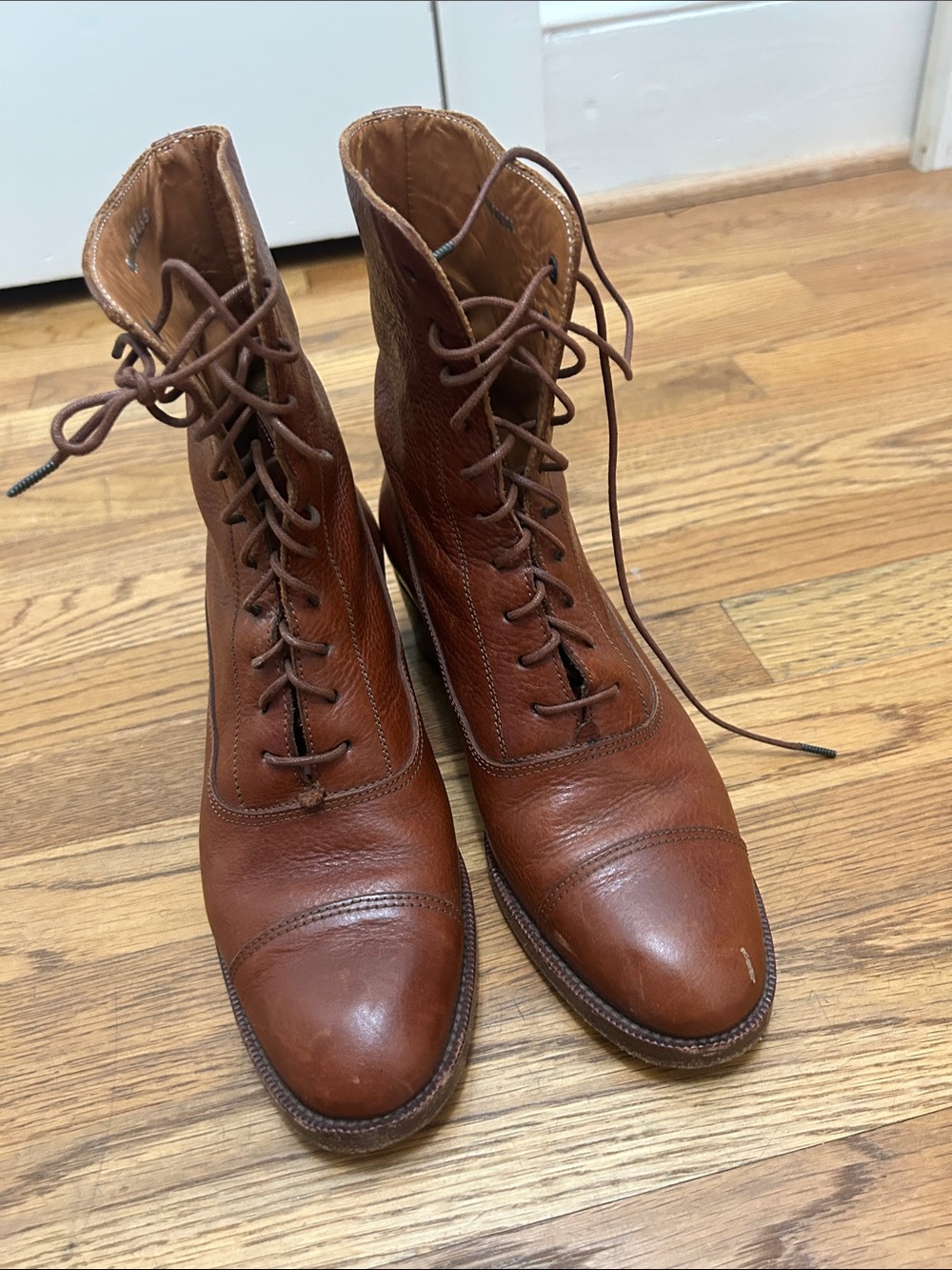 Ralph Lauren collection  Brown Leather Lace-Up boots 90s ITALY